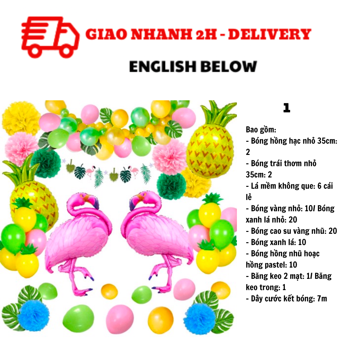 Bộ Bong Bóng Trang Trí Tiệc Hawaii Màu Sắc Nhiệt Đới ALHA02