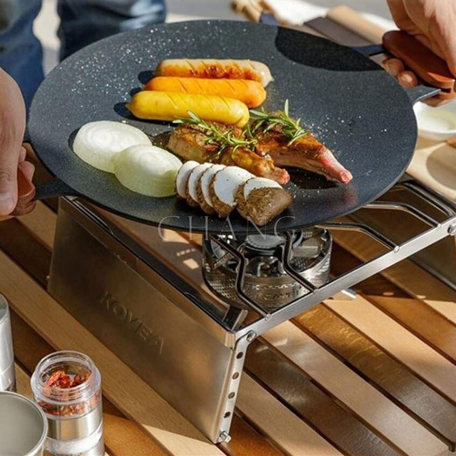 Chảo Đá Nướng Thịt Kiểu Hàn Quốc, Vỉ Nướng BBQ Chống Dính Không Cần Dầu Size 34cm