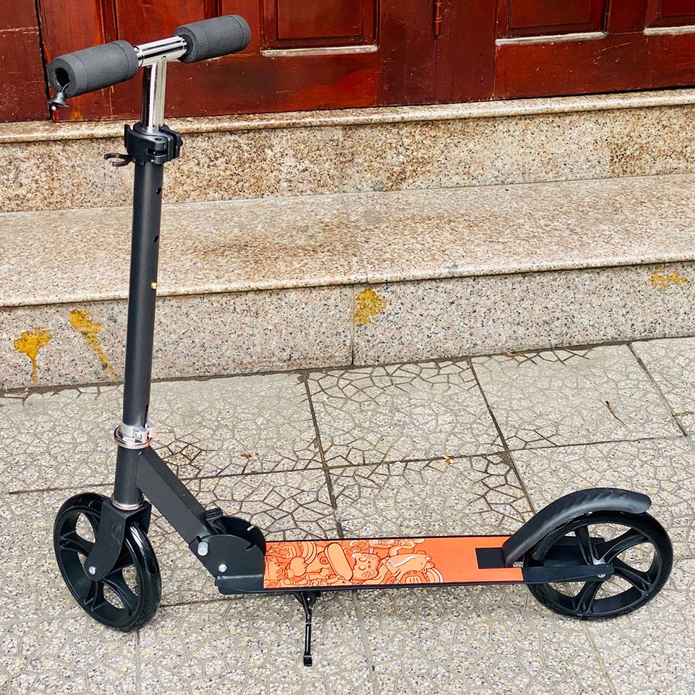 Xe trượt Scooter Đen Cam Cỡ Đại Lớn Trọng Tải 150kg Cho Người Lớn Và Trẻ Em Trên 10 Tuổi