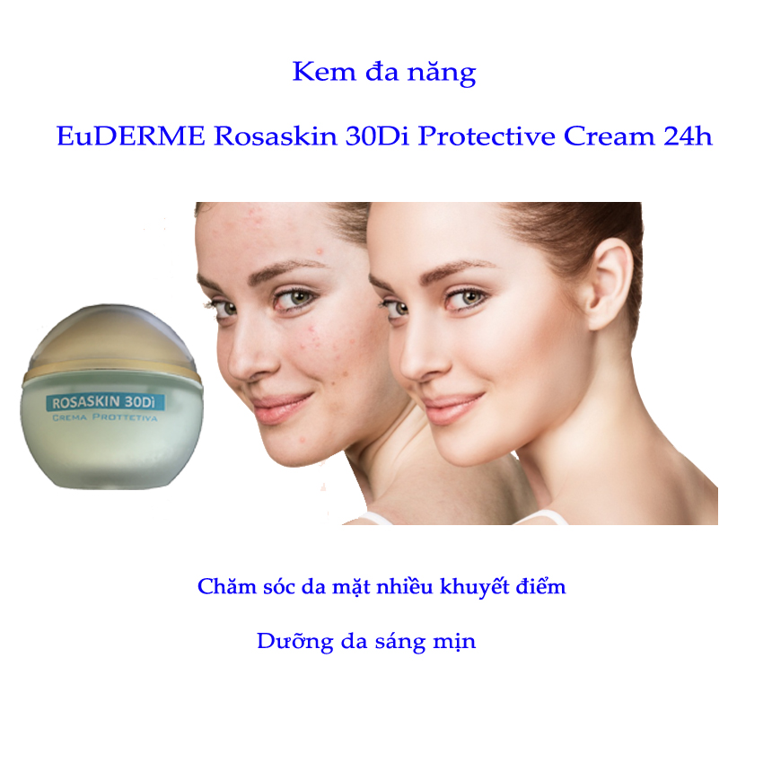 Kem đa năng chăm sóc và phục hồi da mặt bị lão hóa mụn thâm nám EuDERME Rosaskin 30Di Protective Cream 24h, Italy