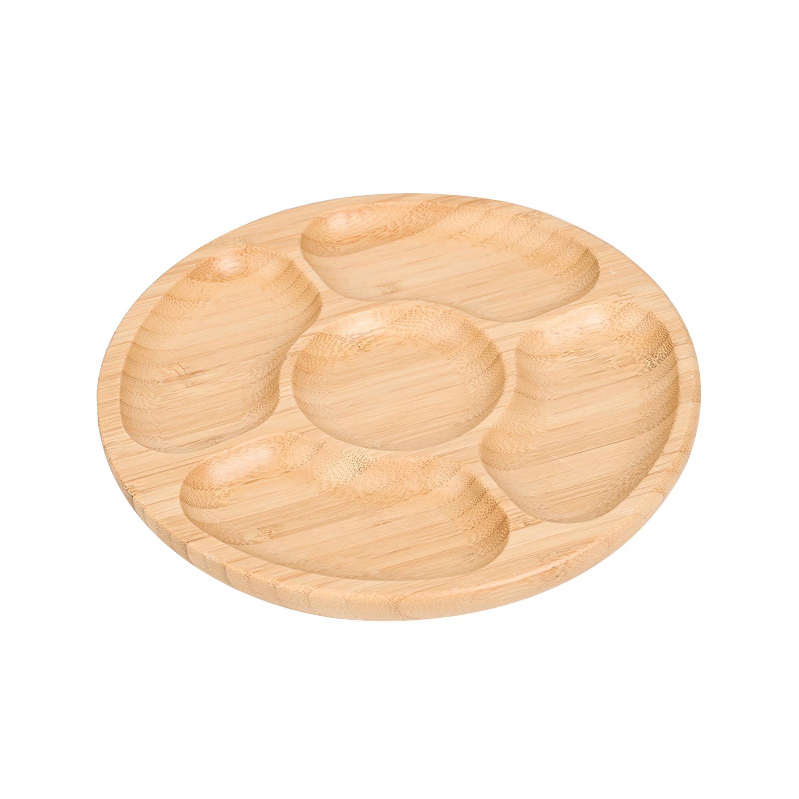Wooden Tray with 5 Compartments Wooden Food Tray for Candies Party Appetizer