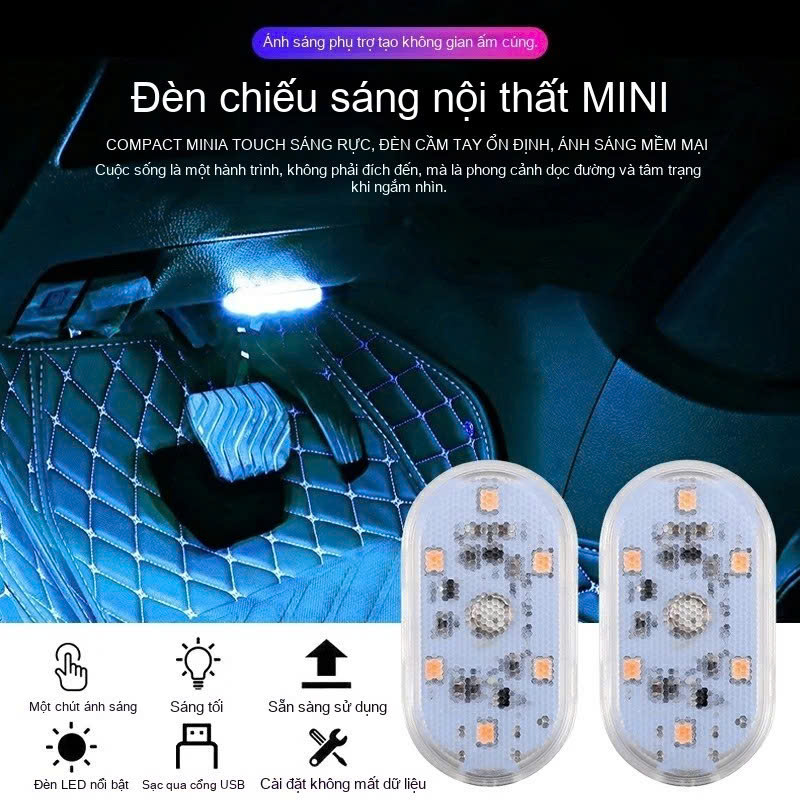 Đèn LED Dán Trần Xe Hơi , Tủ Quần Áo , Nhà Vệ Sinh , Kệ Sách , Cầu Thang , Gầm Bàn Ghế , Phòng Ngủ ,.. Sạc USB - Hàng Chính Hãng