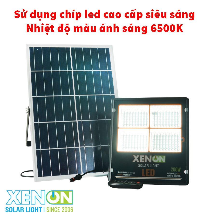 Đèn pha 200W năng lượng mặt trời chính hãng Xenon C-200W, dây dài 5m, ánh sáng trắng, chiếu sáng liên tục trên 14h