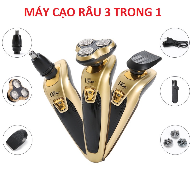 Máy Cạo Râu Lingke FS3188, Vệ Sinh Cá Nhân Đa Năng 3 Trong 1 Cắt Tóc Cạo Râu Tỉa Lông Mũi
