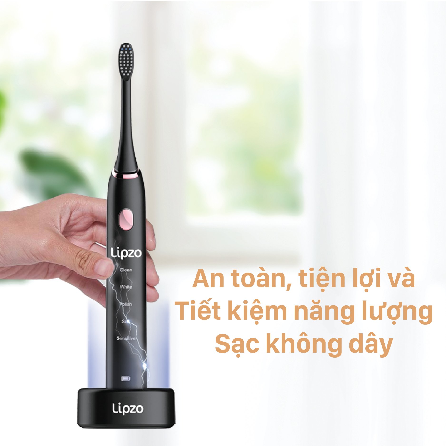 Bàn Chải Điện Lipzo - Công Nghệ Sóng Âm, Chỉ Tơ Nha Khoa Siêu Mảnh, Chải Cực Sạch Cực Sâu Cực Êm Dịu