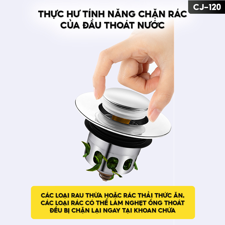 Nắp Đậy Lỗ Thoát Nước Chậu Rửa Bát Chất Liệu Inox 304 Cao Cấp Không Gỉ Sét Hoặc Oxy Hoá Theo Thời Gian CJ-120