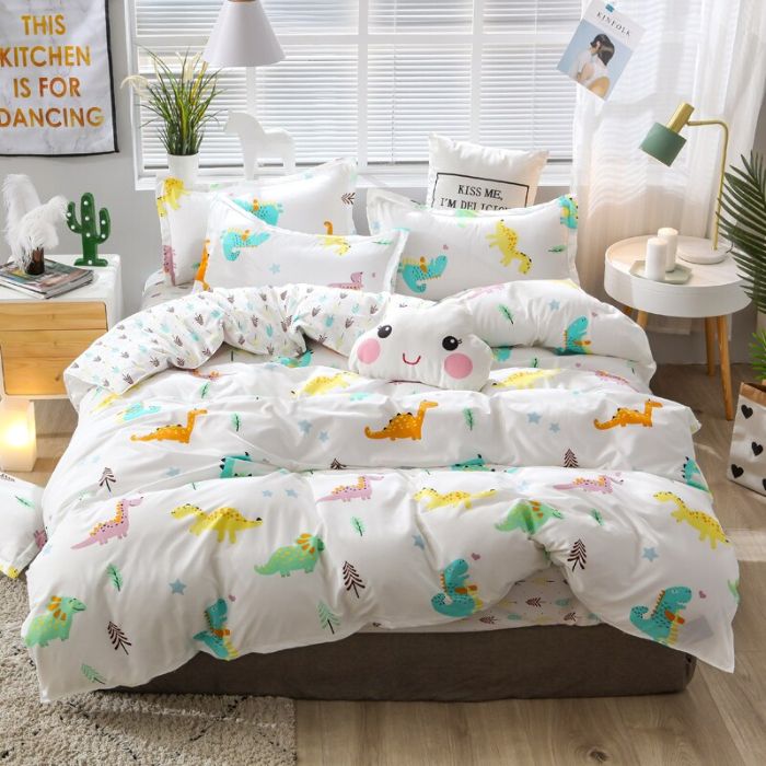 Bộ chăn ga gối Cotton cao cấp 1m6x2m họa tiết xinh xắn THC176
