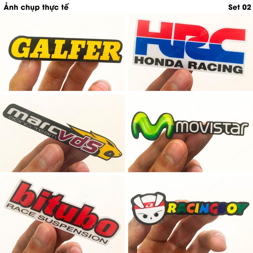 Sticker cute dán mũ bảo hiểm HRC Movistar Galfer, Nhãn dán sticker chống nước bền màu