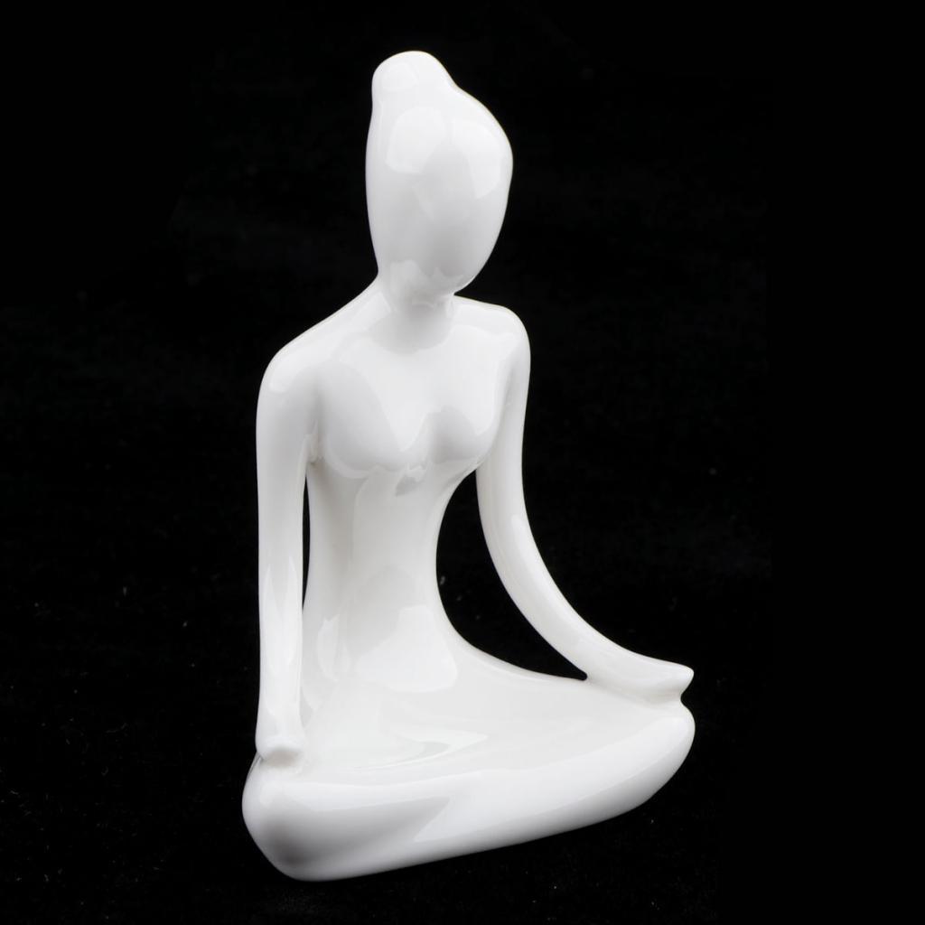 2pcs Ceramic Yoga Figure Ornament Statue Sculpture