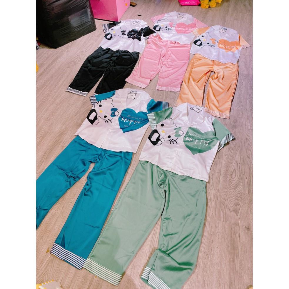 freeship Đồ Bộ Pijama HÀNG ĐẸP CHUẨN Bộ Lụa Pijama Cộc-Dài Thiết Kế in 3D Hoạ Tiết Sang Chảnh