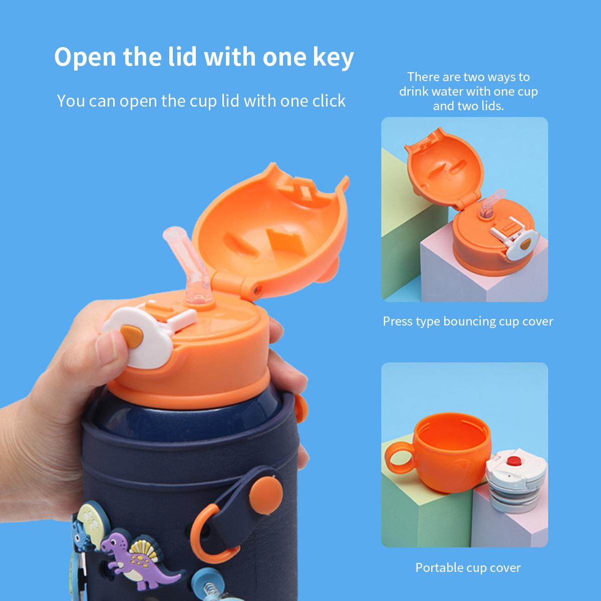 Chân Không 600ML Bình Nước Giữ Nhiệt Cốc Tập Uống Có Ống Hút Thép Không Gỉ Nhiệt Ly Cách Nhiệt Trẻ Em Hoạt Hình Tumbler Chai Dành Cho Trẻ Em