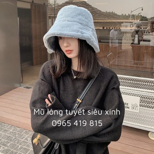 Mũ lông tuyết siêu xinh, mũ lông, mũ nữ, Mũ len lông vành nhỏ cực xinh phong cách Hàn Quốc