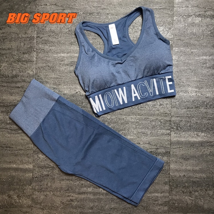 Set Bộ Quần Lửng Áo Croptop Nữ Thể Thao Yoga Gym Co Giãn 4 Chiều Cao Cấp Big Sport  BS24