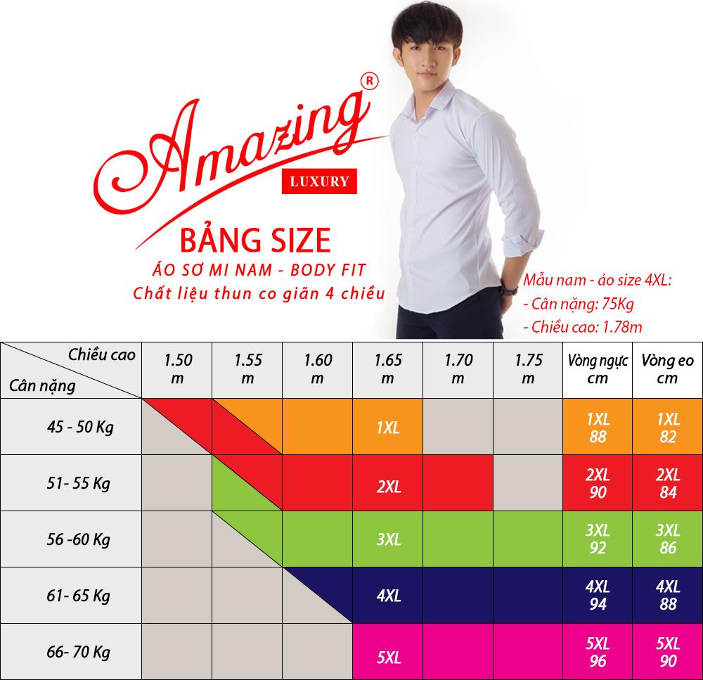 Áo sơ mi nam Amazing, dáng ôm body, màu trắng, tay dài 41141-3001