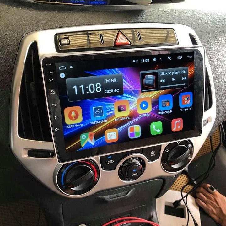 Mặt dưỡng kèm dây nguồn lắp màn hình android cho xe HUYNDAI I20 2008-2013