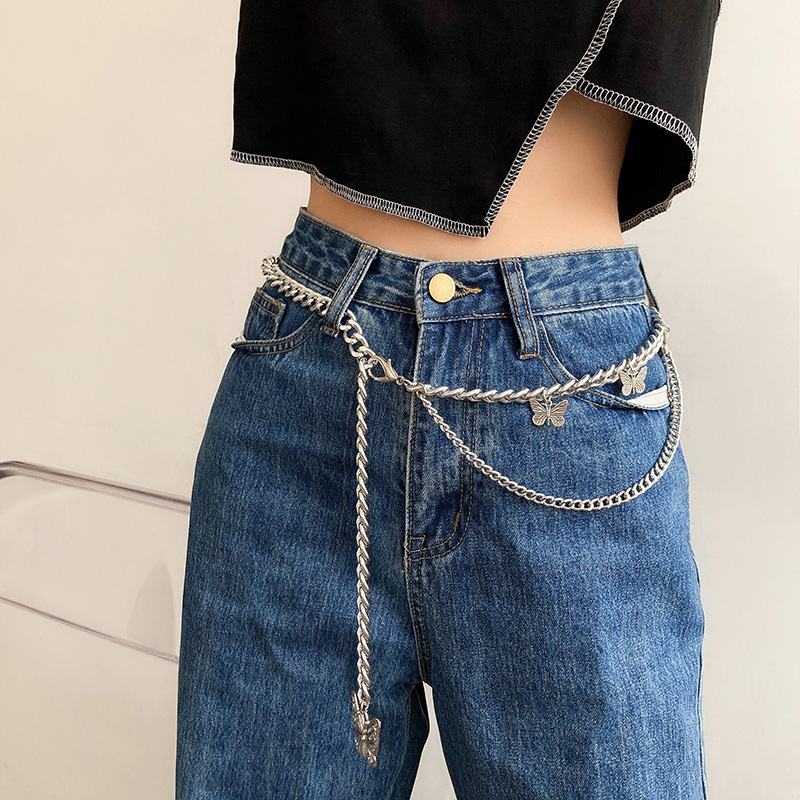 Thắt lưng nam nữ bản nhỏ belt xích mix cánh bướm độc đáo phong cách hip hop phụ kiện trang trí quần áo hot trend xu hướng mới