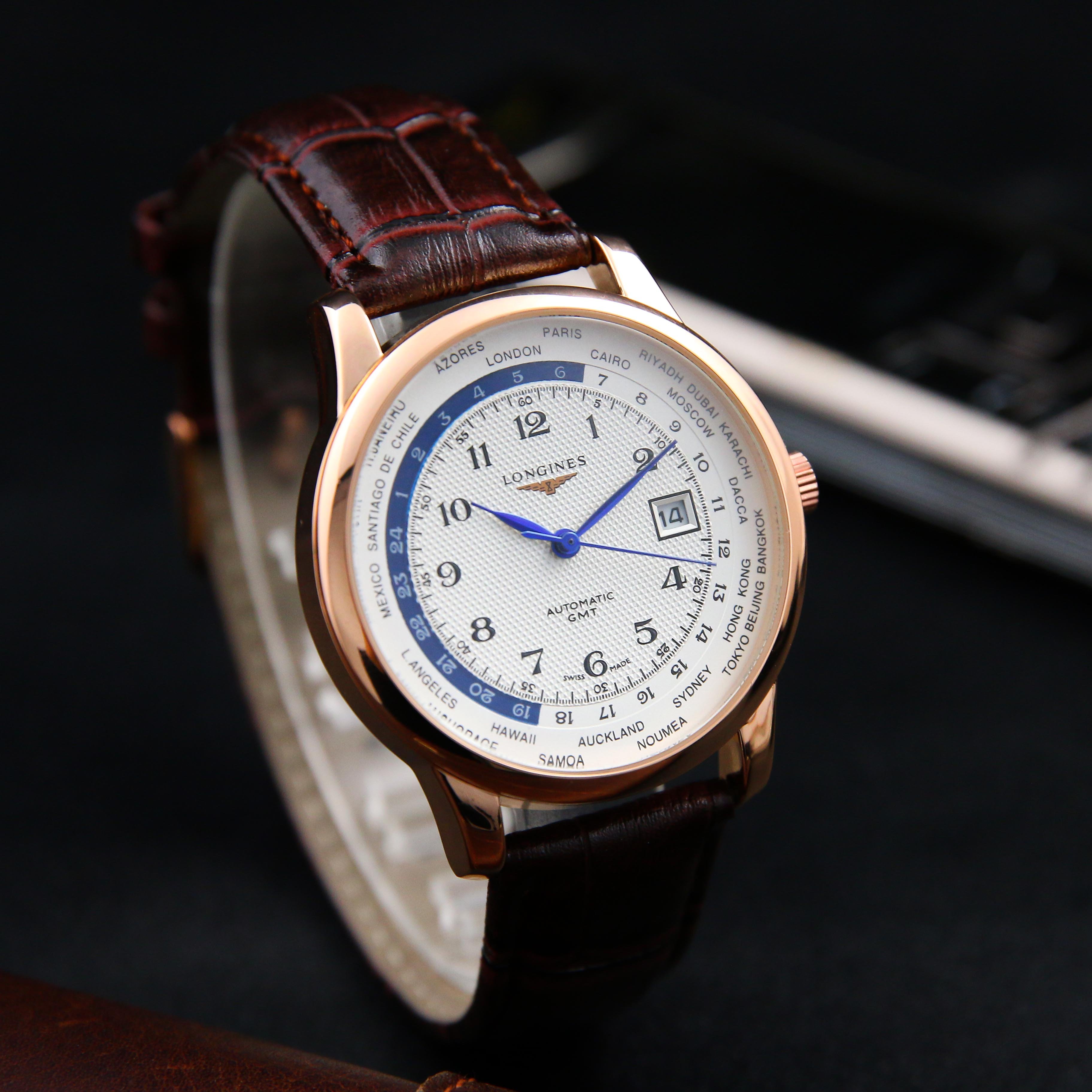 Đồng Hồ Nam Dây Da LONGINES Cao Cấp Sang Trọng