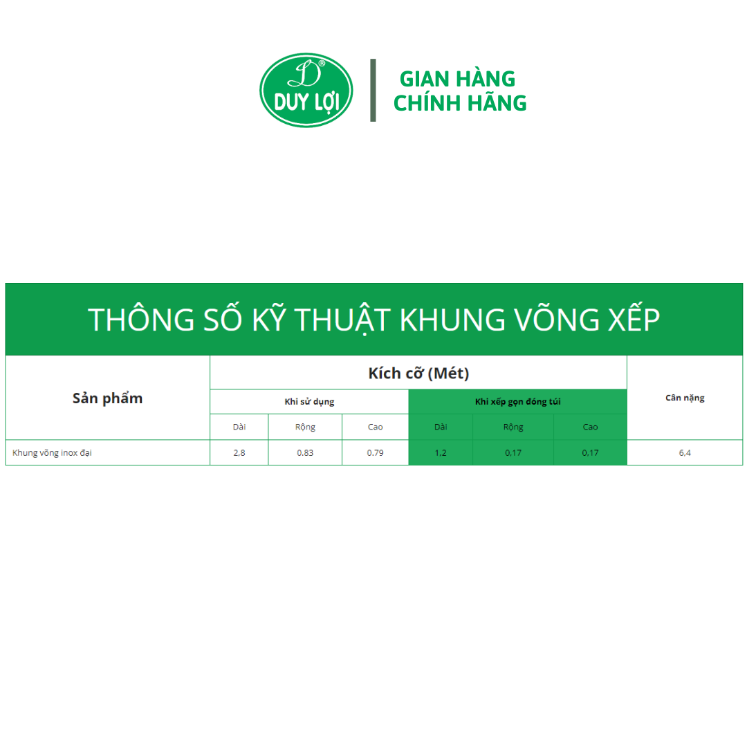 KHUNG VÕNG XẾP DUY LỢI INOX - CỠ ĐẠI - TẶNG 10 MÓC ÁO KÉP NHỰA CAO CẤP DUY LỢI