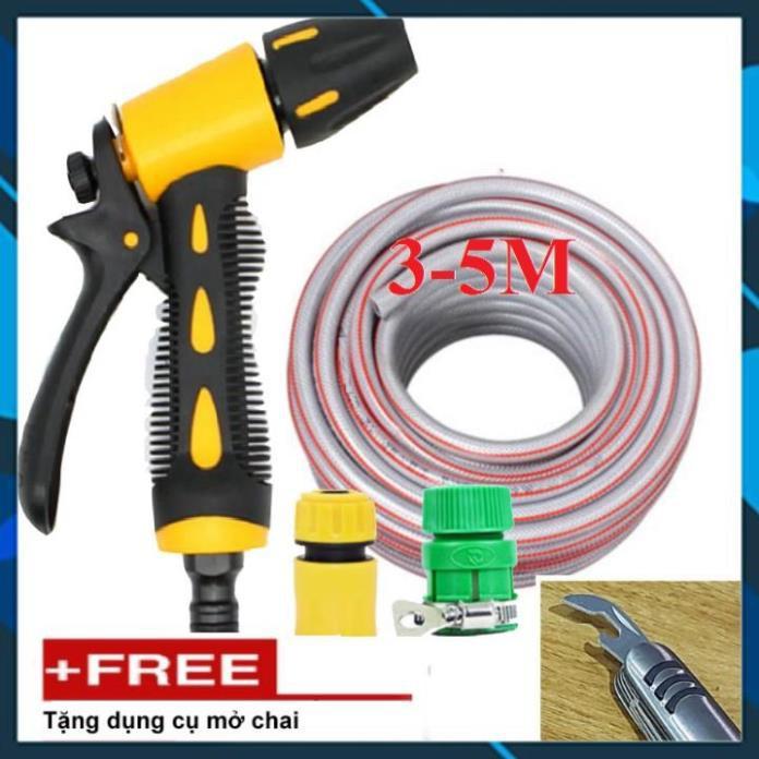 ️ Bộ dây vòi xịt nước rửa xe, tưới cây , tăng áp 3 lần, loại 3m, 5m 206319P cút sập,nối vàng+ mở chai