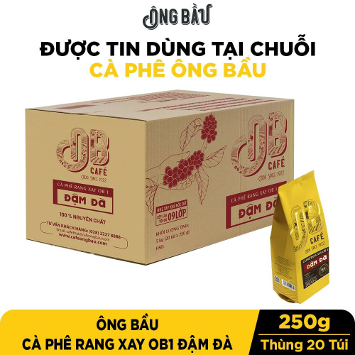 Thùng 20 Túi Ông Bầu Cà Phê Rang Xay OB1 Đậm Đà 250g/ Túi