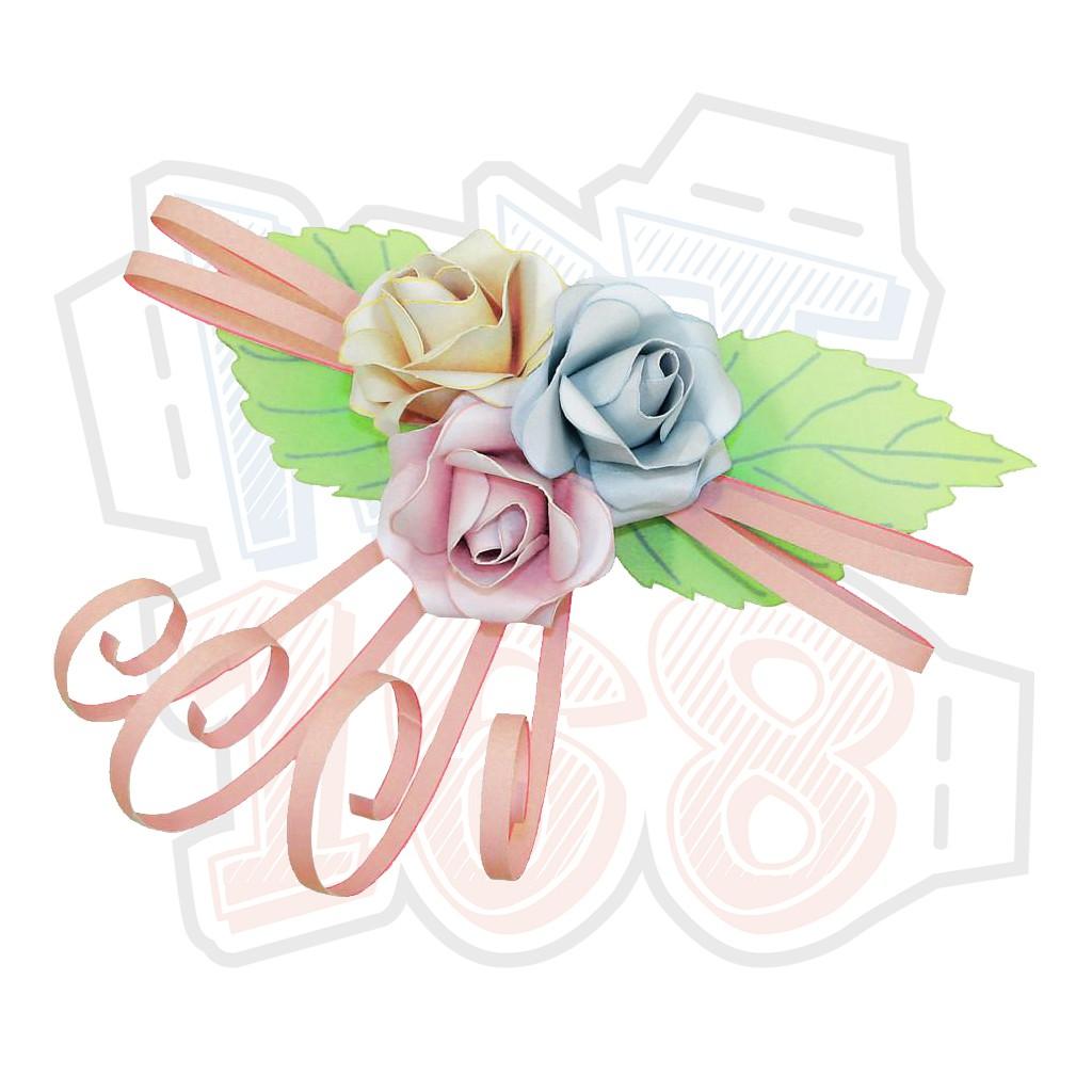 Mô hình giấy Trang trí Hoa hồng mini