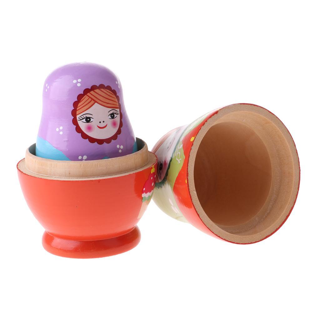 2 Set Wooden Russian Nesting Dolls Kits Matryoshka For Doll Kids Xmas Gifts