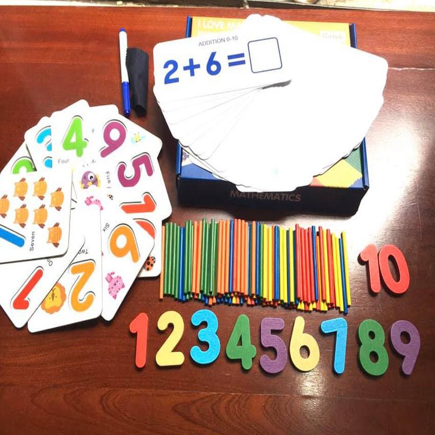 Bộ Thẻ Học Ghép Số Kèm Que Tính Giúp Bé Học Đếm - Đồ Chơi Toán Học Montessori