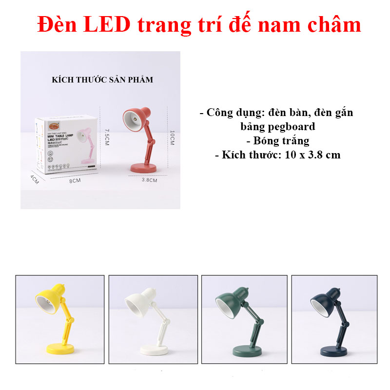 Đèn Led trang trí Dola Home từ tính có nam châm ở đế, tặng kèm pin dự phòng gắn vào bảng pegboard xinh xắn tiện lợi