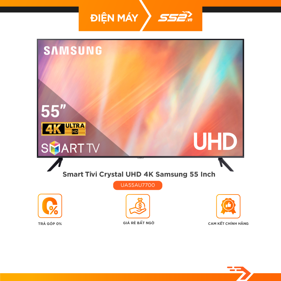 Smart Tivi Samsung Crystal UHD 4K 55 inch UA55AU7700KXXV- Hàng chính hãng - Giao toàn quốc