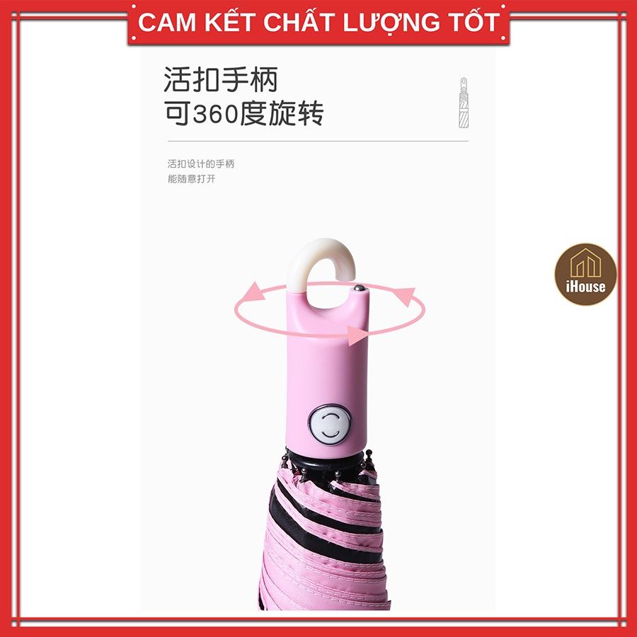 Ô che mưa nắng bật tự động có móc treo, Ô dù che mưa nắng thời trang gấp nhỏ gọn cao cấp iHouse