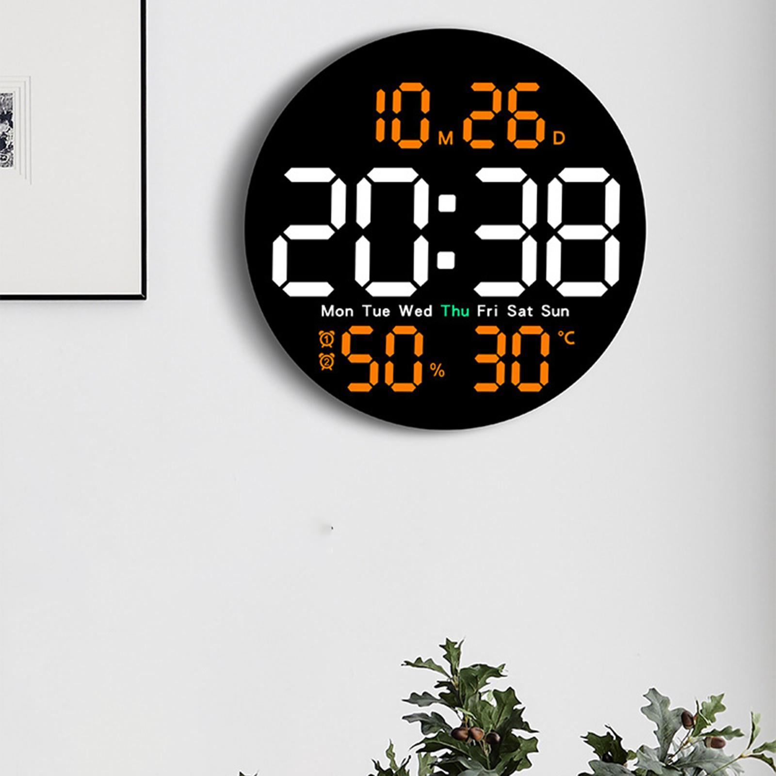 Digital Wall Clock Alarm Clock Hanging Adults Temperature/humidity Digital Clock Electronic Clock for Home Bedroom Study Room