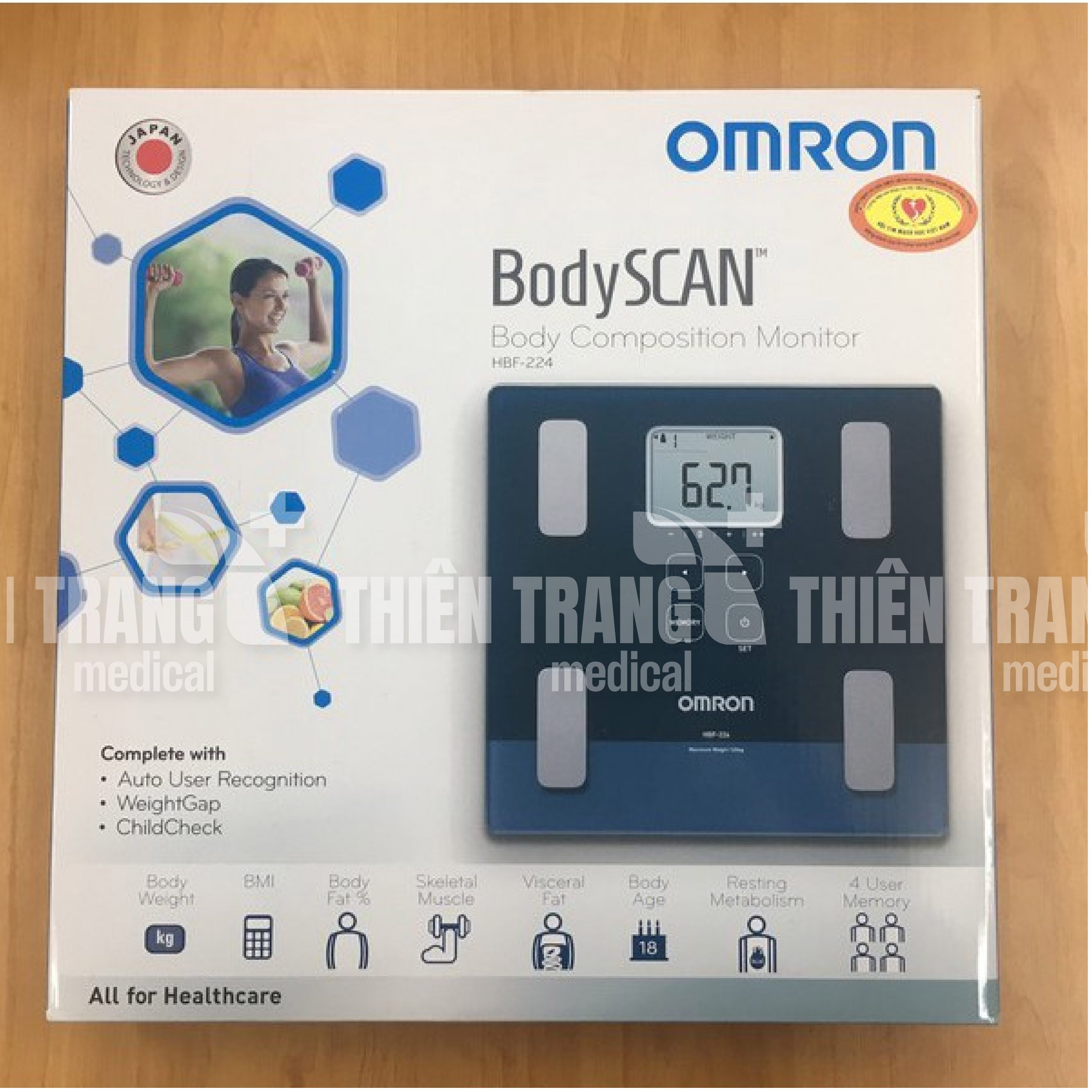 Máy đo thành phần, phân tích lượng mỡ cơ thể OMRON BodySCAN HBF-224 Thiên Trang Medical