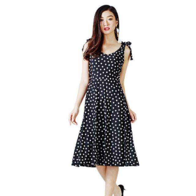 Đầm chấm bi dây nơ thun atiyway RMD00001 size dưới 50 kg