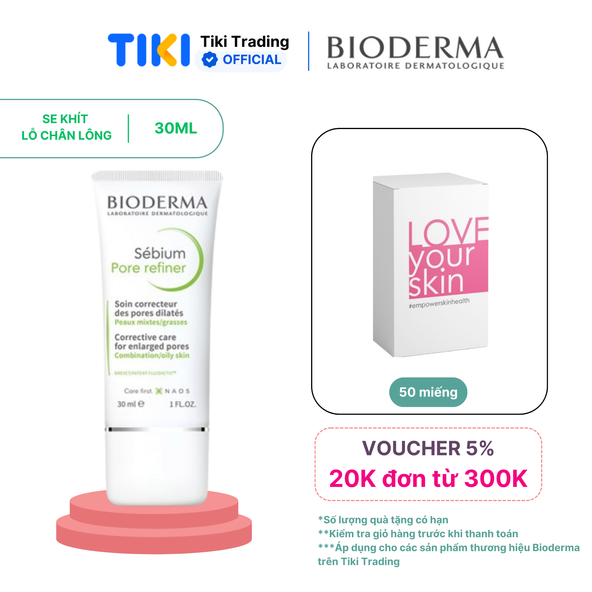 Kem dưỡng se nhỏ lỗ chân lông cho da hỗn hợp và da dầu Bioderma Sébium Pore Refiner - 30ml