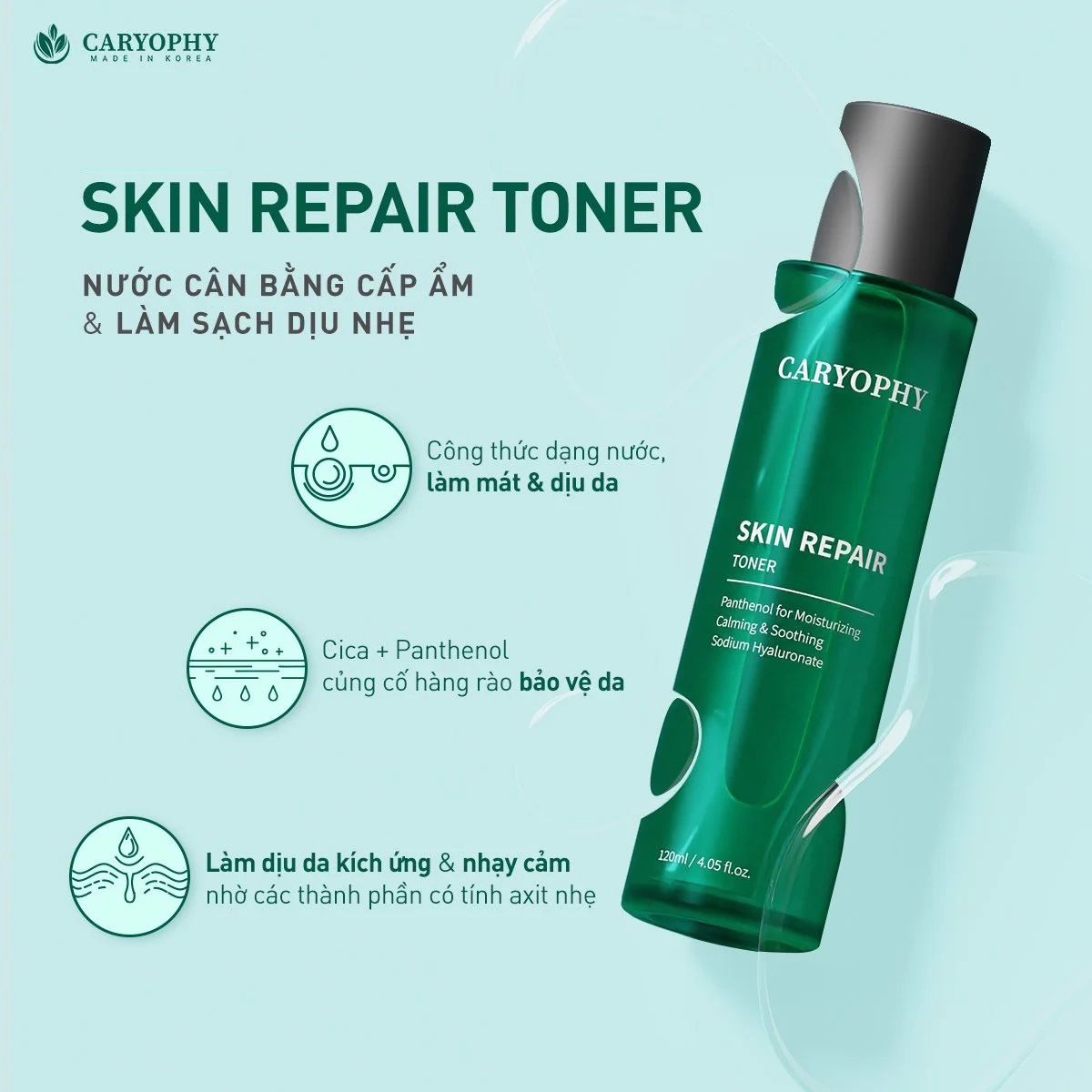 Nước cân bằng phục hồi da, cấp nước và làm dịu da Caryophy Skin Repair Toner 120ml ILIVING-CARTNPH120