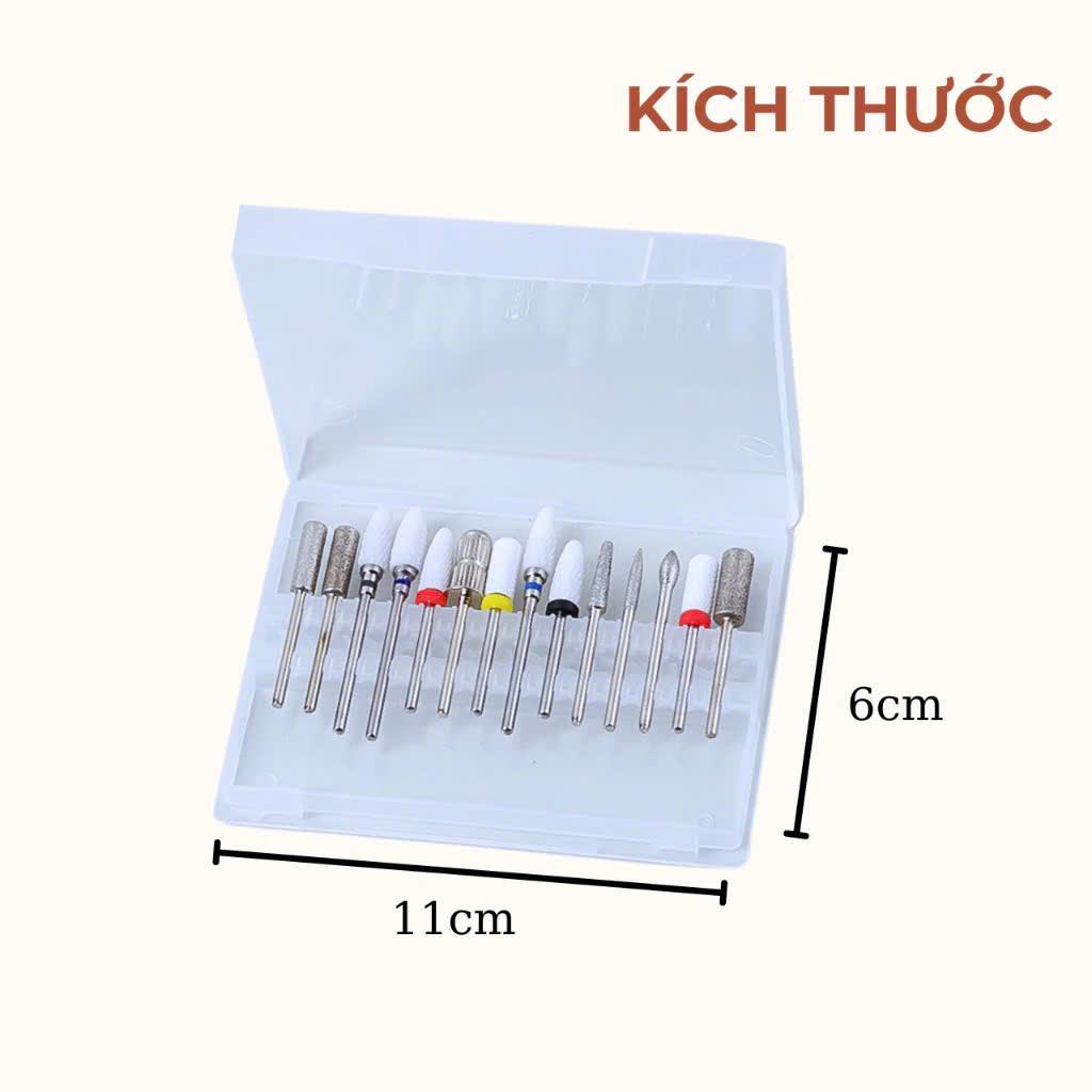 Hộp Đựng 14 Đầu Mài Nhựa Trong Plastic Tiện Lợi Bảo Vệ Đầu Mài Làm Nail Khỏi Bụi Bẩn, Chống Va Đập, Có Nắp Đậy Giúp Đầu Mài Luôn Sạch Sẽ, Dễ Vệ Sinh