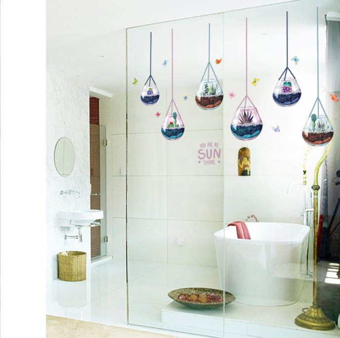 Decal trang trí tường - Những chậu cây thủy tinh