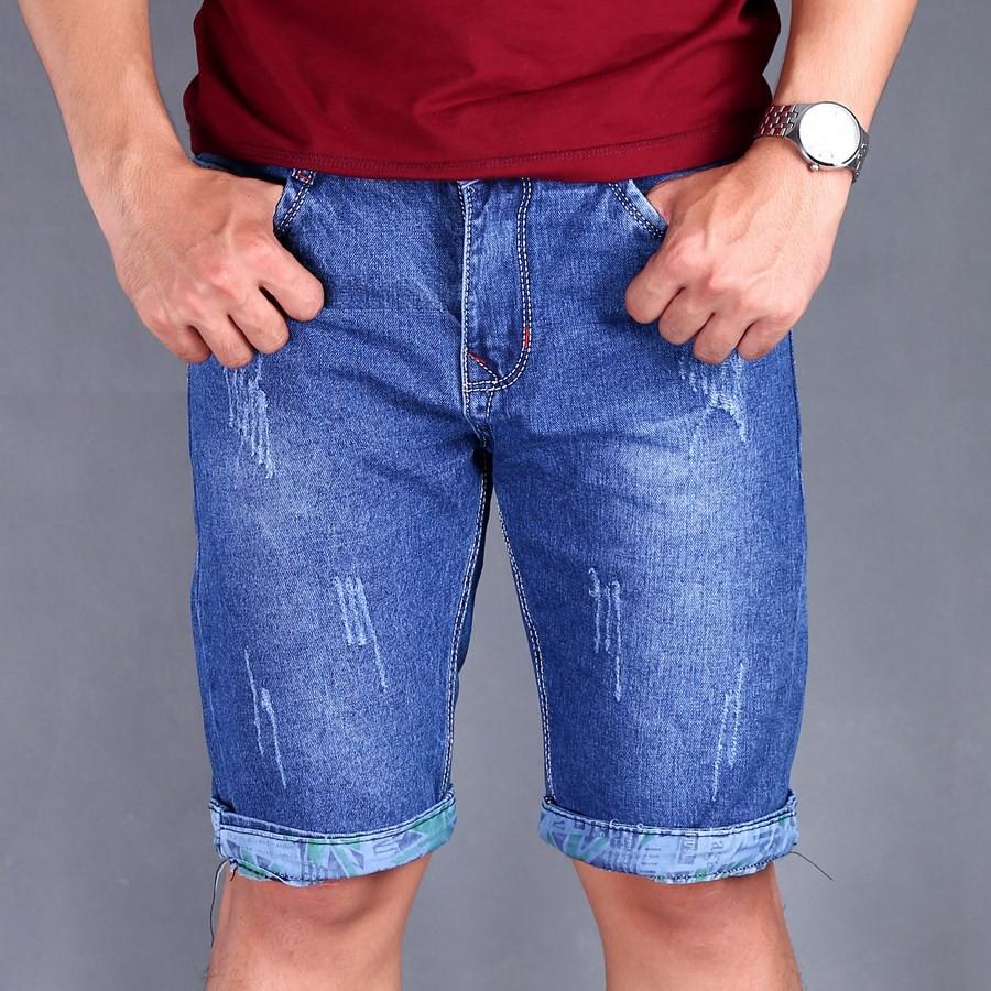 Quần short jean nam xanh xước GN37 Gấu nâu | quần nam | quần short nam