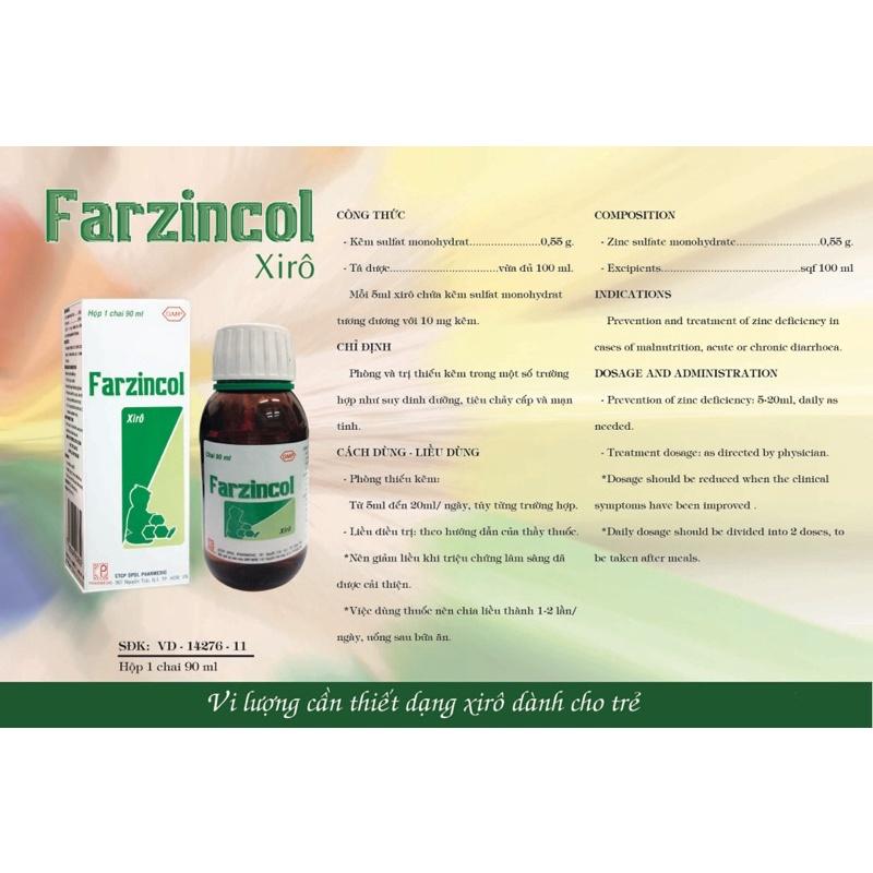 FARZINCOL VĨ, LỌ 100 VIÊN VÀ SIRO CHAI 90ML