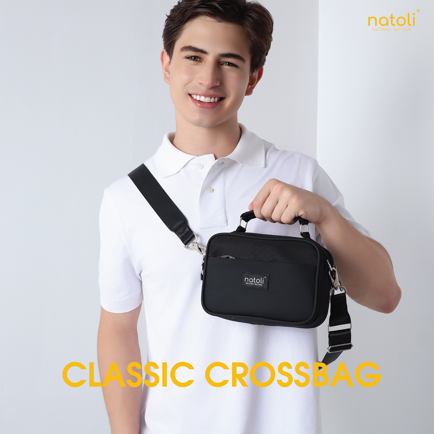 Túi đeo chéo nam thương hiệu Natoli nhiều ngăn chống nước cao cấp BST CLASSIC CROSSBAG T8