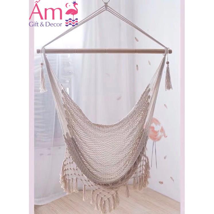 Võng Treo Trần Tuarua BoHo Đan Dây Cotton Chịu Lực Từ 150kg Phù Hợp Với Mọi Lứa Tuổi