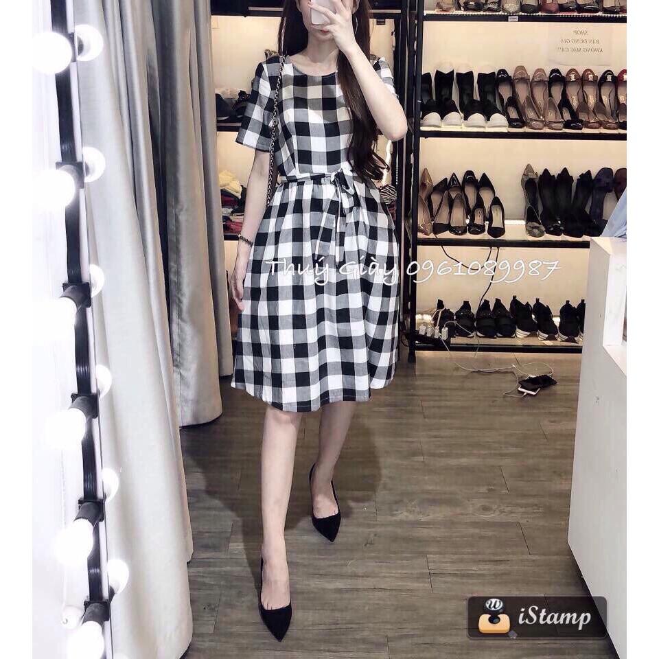 ĐẦM CARO THẮT EO CAO CẤP DRESS29