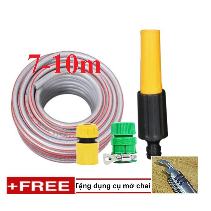 Bộ dây vòi xịt nước rửa xe, tưới cây . tăng áp 3 lần, loại 7m, 10m 206622-5 cút sập, + tặng mở chai