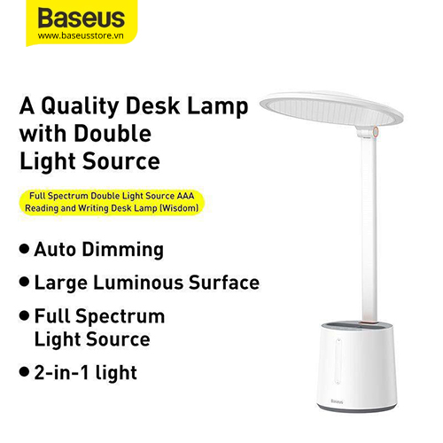 Đèn để bàn Baseus  Spectrum Double Light Source AAA Reading and Writing Desk Lamp - Hàng Chính Hãng