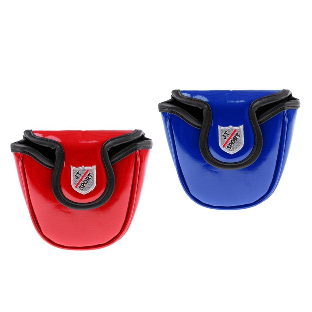 2Pcs Lightweight Golf Mallet Putter Cover, Skull Half-Mallet Headcover with Magnetic Closure - Red and Blue Color