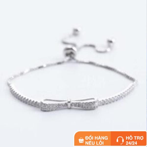 Lắc Tay Bạc Nữ Lylysilver Hình Chiếc Nơ Đính Đá