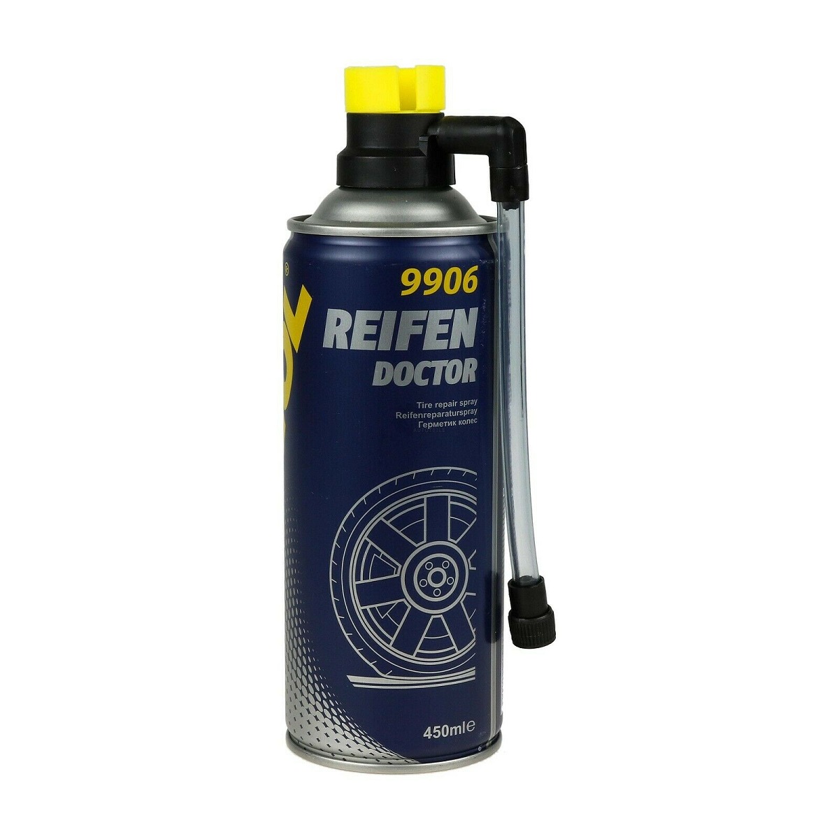 Vá Vỏ Xe Khẩn Cấp Bơm Keo Chống Xì Lốp Và Bơm Căng Lốp Xe Lại MANNOL 9906 Reifen Doctor 450ML Tire Repair Spray