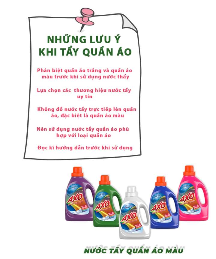 Combo 6 túi Nước tẩy quần áo màu AXO đánh bay vết bẩn 400ml