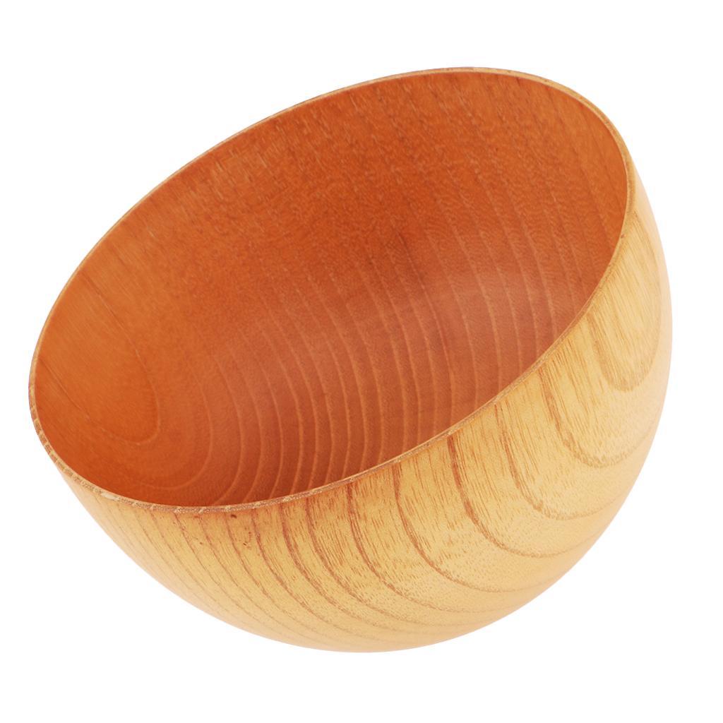 4x Round Wooden Cereal Bowl Food Container Camping Dinner Lunch Tableware