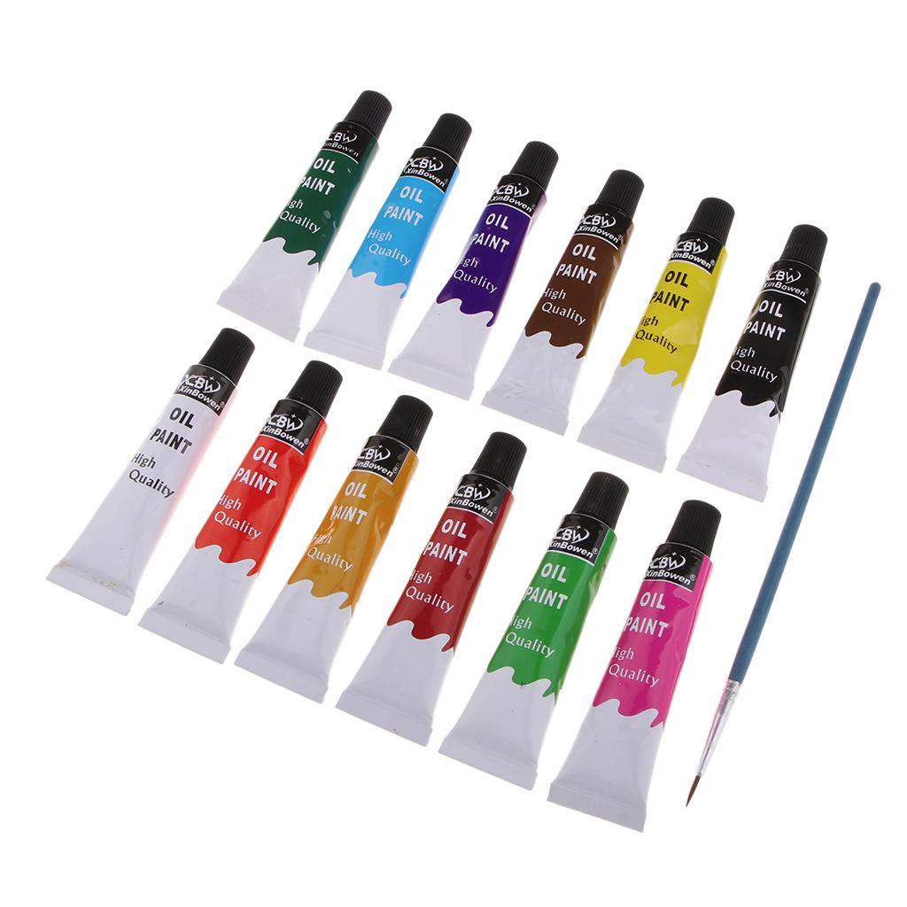 Set of 12 Acrylic Paint Set, Watercolor/ Oil Painting Tubes for Kids and Adults, Art & Craft Sets for Fabric, Wood, Ceramic, Glass, Rock